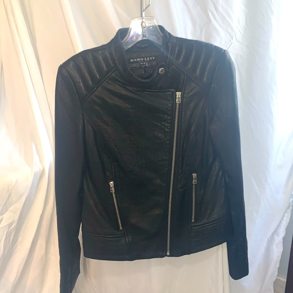 Dawn Levy Black Leather Moto Jacket